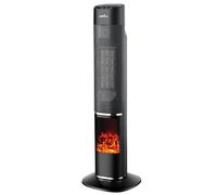 Calefactor Ceramico de Torre 2000W Oscilante con Mando a Distancia, Temporizador 24h, 2 Potencias, 3 Modos de Calor, Protección Antivuelco - Efecto Fuego