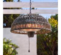 Calefactor colgante Lucande Calenza, negro, Ø 50 cm, 1.500 W