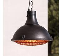 Calefactor colgante Lucande Ormio, negro, Ø 43 cm, IP44