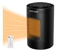 Calefactor de Aire Caliente, Ventilador Calefactor Cerámico con Mando a Distancia， Calentador Electrico Giratorio y Silencioso para Baño, 3 Niveles de Calor, Oscilante con Temporizador hasta 8H