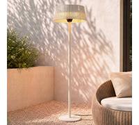Calefactor de pie Lucande Pyravo, beige, 200 cm, aluminio, IP44
