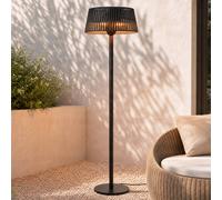 Calefactor de pie Lucande Pyravo, negro, 200 cm, aluminio, IP44