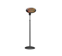 Calefactor halógeno con protección ip55. diseño vertical en negro con altura regulable. de 1800w y con 3 niveles de potencia. fabricado en aluminio 52 cm