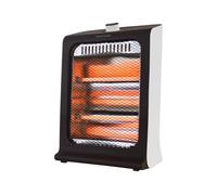 Calefactor halógeno de bajo consumo y 800w de potencia. funciona a partir de 2 cuarzos internos que genera e irradian calor. tiene termostato mecánico con 2 niveles de potencia.