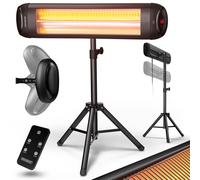 MONZANA® Calefactor por Infrarrojos Exterior Terraza 2500W 3 Temperaturas Estufa Mando a Distancia Altura 110-175cm