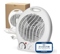 Calefactor portátil de 2000 W con termostato y 4 niveles de calor, color blanco.