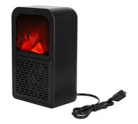 Calefactor silencioso de espacio pequeño con llamas 3D, efecto de llama realista, mini chimenea eléctrica con ajustes de calor regulables y diseño
