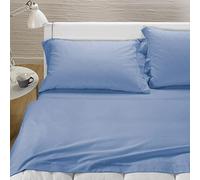Caleffi Juego Sabanas 100% Algodon para Cama + 2 Fundas de Almohada 50x80 cm - Ropa Cama Suave, Transpirable y Lavable - Diseño Italiano Elegante - Sabanas Algodon 4 Piezas