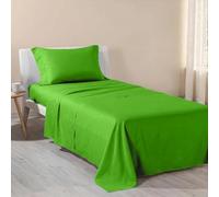 Caleffi - Sábanas matrimoniales de algodón 180 x 200 - Juego de sábanas de matrimonio de algodón con esquinas de 28 cm - Suave, transpirable e hipoalergénico - Certificado Oeko Tex (Verde, individual)