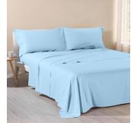 Caleffi - Sábanas matrimoniales de algodón 180 x 200 - Juego de sábanas de matrimonio de algodón con esquinas de 28 cm - Suave, transpirable e hipoalergénico - Certificado Oeko Tex (azul, matrimonial)