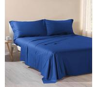 Caleffi - Sábanas matrimoniales de algodón 180 x 200 - Juego de sábanas de matrimonio de algodón con esquinas de 28 cm - Suave, transpirable e hipoalergénico - Certificado Oeko Tex (azul, matrimonial)