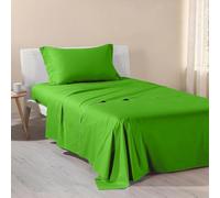 Caleffi - Sábanas matrimoniales de algodón 180 x 200 - Juego de sábanas matrimoniales de algodón con esquinas de 28 cm - Suave, transpirable e hipoalergénico - Certificado Oeko Tex (verde, una plaza y