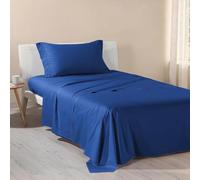 Caleffi - Sábanas matrimoniales de algodón 180 x 200 - Juego de sábanas matrimoniales de algodón con esquinas de 28 cm - Suave, transpirable e hipoalergénico - Certificado Oeko Tex (azul, una plaza y