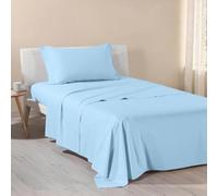 Caleffi - Sábanas matrimoniales de algodón 180 x 200 - Juego de sábanas matrimoniales de algodón con esquinas de 28 cm - Suave, transpirable e hipoalergénico - Certificado Oeko Tex (azul, una plaza y