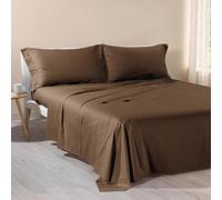 Caleffi - Sábanas matrimoniales de algodón 180 x 200 - Juego de sábanas matrimoniales de algodón con esquinas de 28 cm - Suave, transpirable e hipoalergénico - Certificado Oeko Tex (Moka, matrimonial)