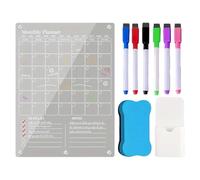 Calendario acrílico para nevera, calendario magnético transparente para nevera, pizarra de borrado en reutilizable para refrigerador, pizarras de planificación semanal mensual familiar, 16 x 12