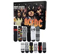 Calendario de Adviento AC/DC con 12 pares de calcetines, tamaño 40-45, para hombre, ACDC Rockband Calendario de Navidad con zapatillas y calcetines largos