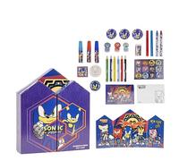 Calendario de Adviento de Sonic - 24 Sorpresas Antes de Navidad - Artículos de Papelería, Rotuladores y Pegatinas - Con Estuche Incluido - Producto Original Diseñado en España