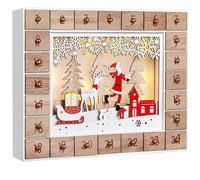 Calendario de adviento Papá Noel madera LED reutilizable