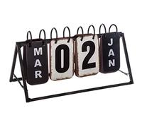 Atmosphera - Calendario vintage de metal - Blanco y negro - 27x15 cm