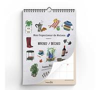 Calendario de pared 2023 | HappyMots | 30x42cm | 16 meses - de septiembre de 2022 a diciembre de 2023 | Espacio para escribir y calificar | Práctica y motivadora | Calendario mensual 2023 Blanco