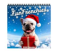 Calendario De Pared 2026 Mensual De Papel Con Sección De Notas | Planificador Bulldog Francés Calendario 12 Meses Para Casa Oficina Aula Estudiante Maestro Navidad Año Nuevo