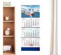 Calendario de pared, planificador mensual de 4 pliegues, calendario 2026, organizador grande para oficina, escuela, aula, dormitorio familiar, planificación del hogar, restaurante de Año Nuevo chino