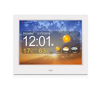 Calendario Digital Reloj Despertador Reloj diurno Marco de Fotos, Pantalla LED Grande de 8 ", alarmas Personalizadas y recordatorios meteorológicos de Calendario, para Personas Mayores y niños