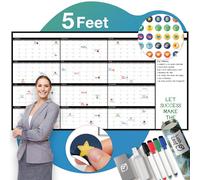 Calendario grande de borrado en seco para pared, 38 x 68 pulgadas, sin fecha, anual, reutilizable, año completo de 12 meses, incluye marcadores, borrador y accesorios