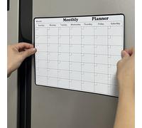 Calendario mensual magnético grande de borrado en seco para refrigerador, planificador de PVC de 43 x 33 cm con lista de tareas pendientes, color blanco y negro