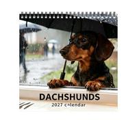 Calendario mural Dachshund 2027 - Dic 2027 Planificador de Perro Adorable