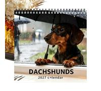 Calendario mural Dachshund 2027 - Dic 2027 Planificador de Perro Adorable