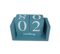 Calendario perpetuo de madera, juego de calendario perpetuo de madera, 2 piezas, decoración de escritorio para el hogar y la oficina, para dormitorio y sala de estar (azul)