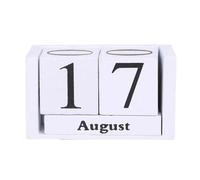 Calendario perpetuo de madera, juego de calendario perpetuo de madera, 2 piezas, decoración de escritorio para el hogar y la oficina, para dormitorio y sala de estar (blanco)