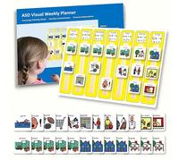 Calendario semanal de autismo/planificador de pared | Tablero de horario visual grande A3 | Gráfico de comunicación de imágenes que muestra el horario diario | 24 tarjetas con imágenes para autismo |