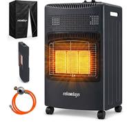 Calentador a gas Relaxdays, con 3 placas de cerámica, 1500-4200 W, para uso interior y exterior, con ruedas, compatible con botellas de gas, calentador infrarrojo a gas, color