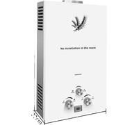 Calentador de agua a gas licuado de petróleo (GLP), agua caliente instantánea, diseño energéticamente eficiente, color blanco, 18 litros