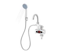 Calentador de agua caliente 3000 W, grifo eléctrico, rotación de 360°, calentador de agua con indicador de temperatura LCD, grifo de cocina, dos modos de instalación, acero inoxidable, ducha doméstica