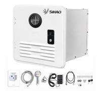Calentador de agua de gas de 10 l/min, 12 V CC, 5 A, LPG, dispositivo empotrable con puerta con cerradura, panel de control externo de 6 m y juego de ducha extendido, para autocaravana, camping