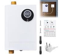 Calentador de Agua Electrico Instantaneo 220v 3800w, Mini Calentador de Agua Eléctrico con Pantalla LED de Temperatura Legible para el Hogar Cocina Baño, Calienta agua a 28-55 °C