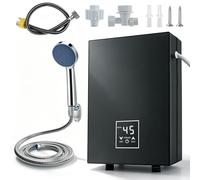 Calentador de Agua Eléctrico Instantáneo 5500W, 230V Termo sin Depósito con Pantalla LED y 3 Potencias Ajustables, Calentador Agua Instantáneo 30-55°C con Juego de Ducha, para Cocina y Baño, Negro