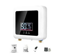 Calentador de agua instantáneo 7500W Mini calentador de agua eléctrico sin tanque Soporte de pantalla LED montado en la pared Modo de termostato/Ajuste de potencia para el hogar Cocina Baño