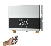 Calentador de agua instantáneo de 6000 W, 230 V, con mando a distancia y pantalla LED, mini calentador de agua eléctrico para ducha y cocina, incluye cabezal de ducha, protección IPX4 para baño y