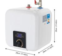 Calentador de agua instantáneo para la cocina – modelo eléctrico de pared – 1500W y capacidad de 8 litros con pantalla LED