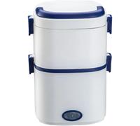 Calentador De Alimentos Electrico Portatil para 1,2L con 200W Para El Hogar Y La Oficina Fiambrera Eléctrica Portátil 3 En 1 Lonchera Eléctrica Con Recipiente SS Extraíble Y Rejilla Para Huevos Al