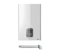 Calentador de baño a gas, chimenea, ventilación. Modelo: Avenir Plus LNX BasNox Chaffoteaux. Capacidad: 16 litros/min. Combustible: butano/propano/gas