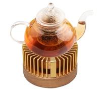 Calentador de , de calentador de , color dorado champán | Calentador de tazas de café para escritorio, base de madera de nogal maciza, calentador de bebidas de aleación de aluminio