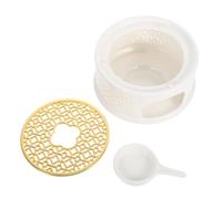 Calentador de Té con Cuchara y Portavelas de Cerámica para Teteras | Base de Acero Inoxidable, Soporte Estable para Vidrio, Uso en Casa y Sala de Té, Calienta Leche