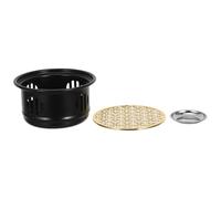 Calentador de Té con Portavelas de Acero Inoxidable Negro | Electricidad, Marco Hueco Clásico, para Teteras de Vidrio y Ollas Pequeñas, Uso Oficina y Patio