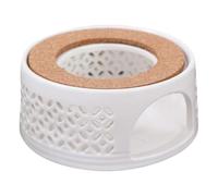 Calentador de Té de Cerámica Blanco, Estilo Japonés, Base | Madera y Cerámica, Estructura Hueca Vela, Antideslizante y Portátil, para Teteras y Mesa